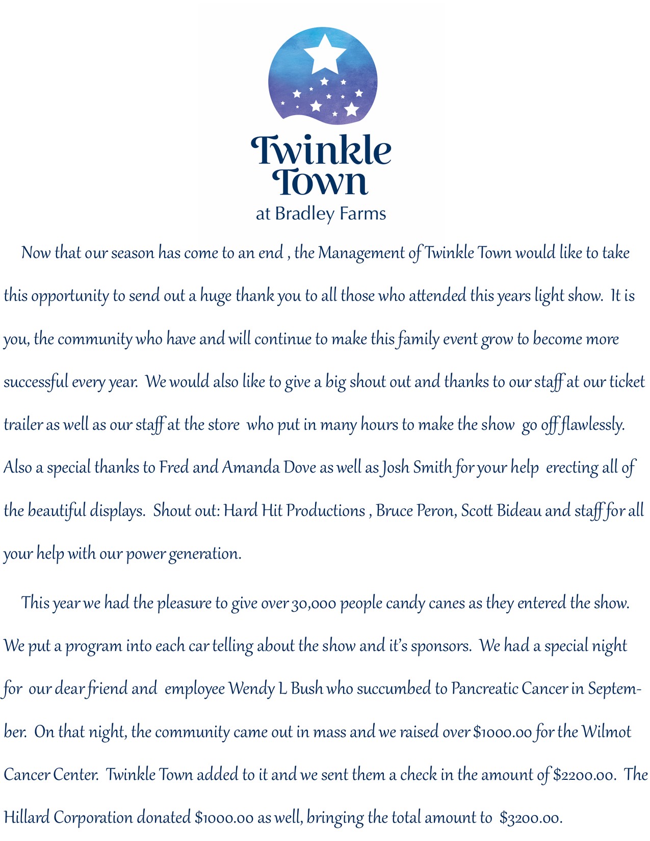 2020 2021 Thank you Twinkle Town